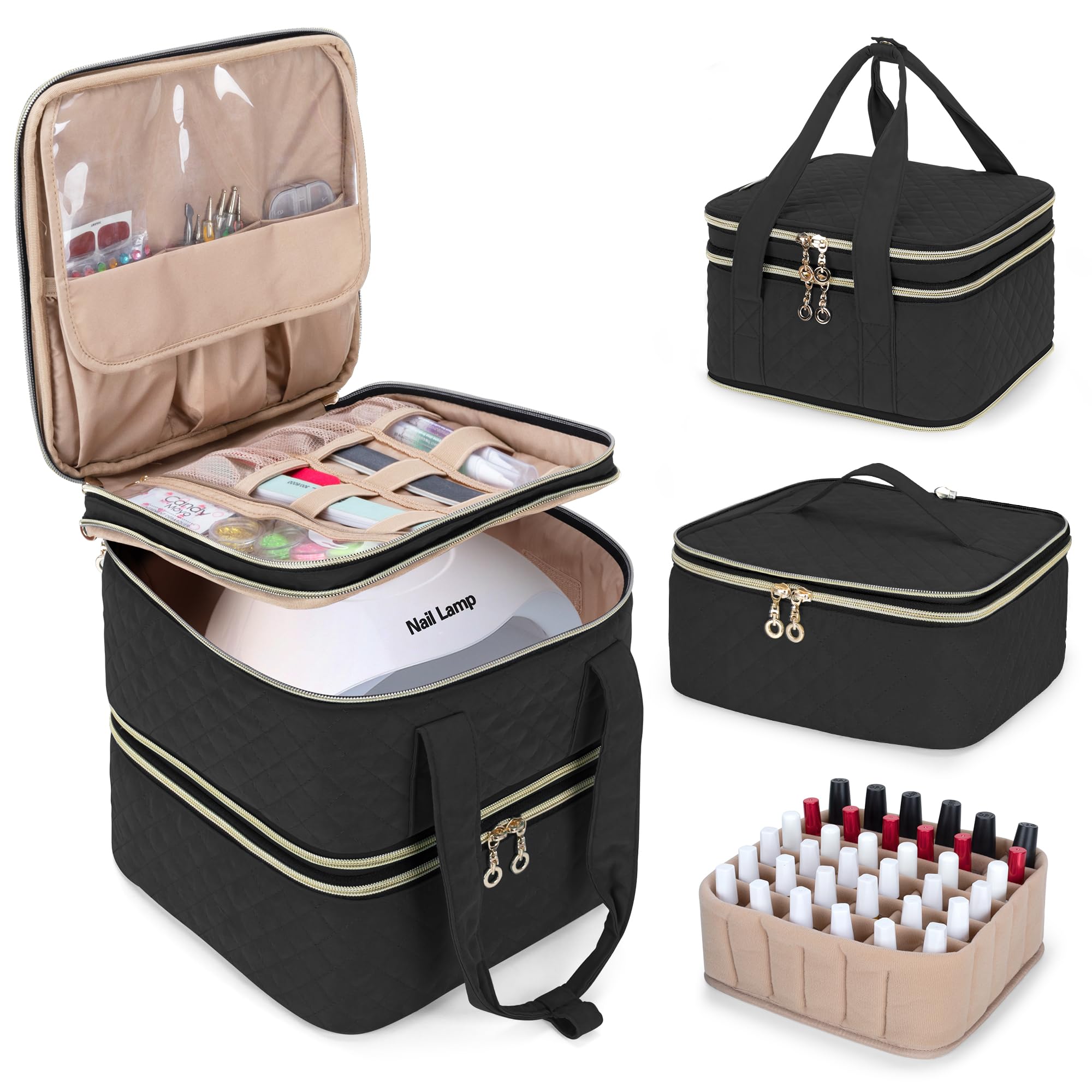 Yarwo estuche esmaltes con capacidad para 72 botellas, ideal para casa o viaje.