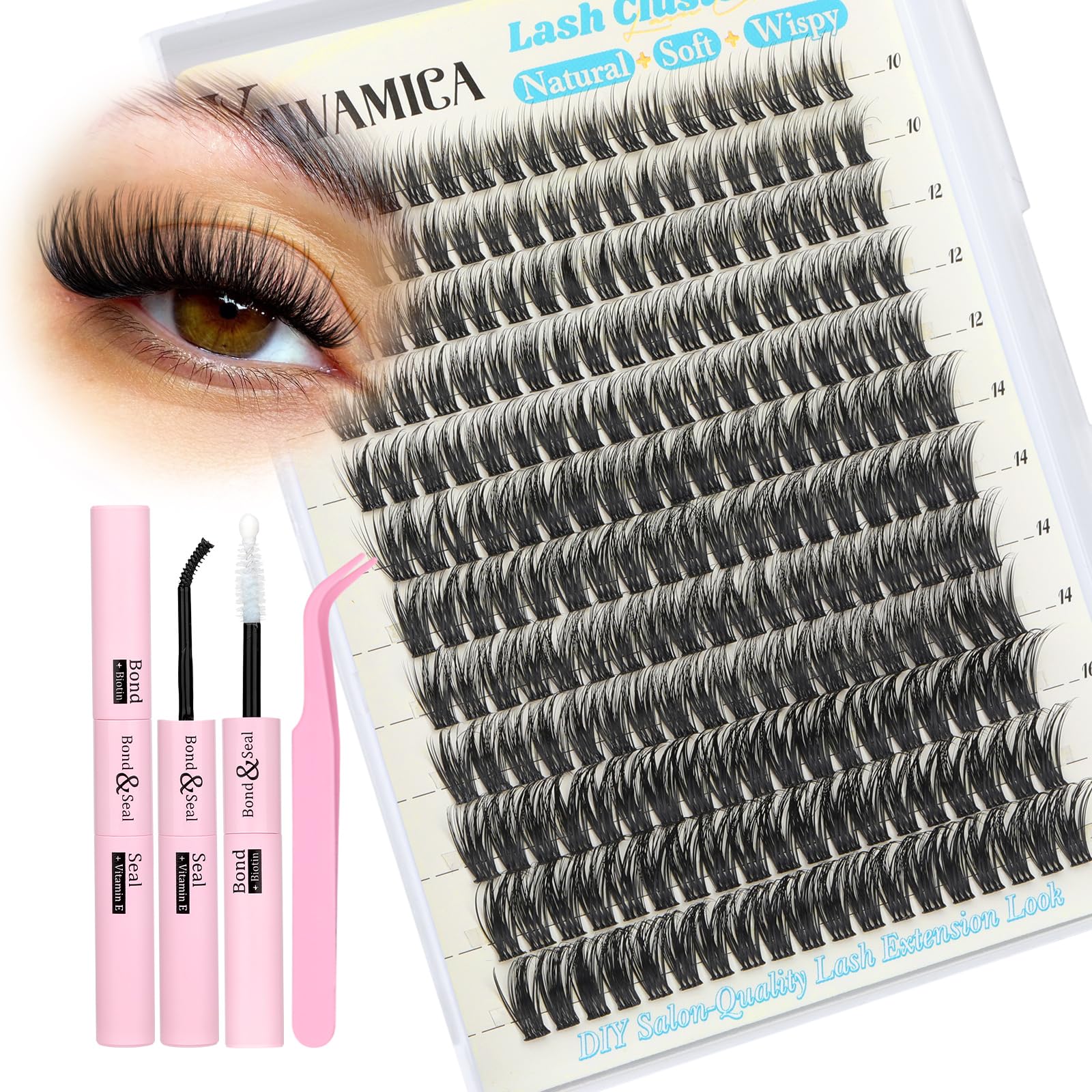Yawamica kit extensiones pestañas wispy para aspecto natural.