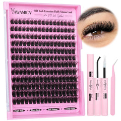 Pestañas esponjosas Yawamica en kit para un look de volumen suave.