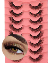 Pestañas falsas Yawamica 15mm cat-eye en pack para looks naturales