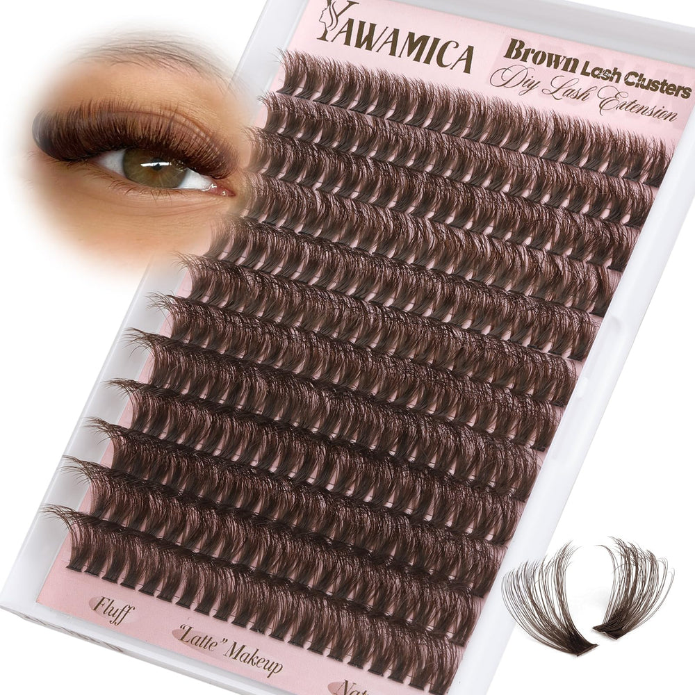 Yawamica ramilletes pestañas marrón oscuro 80D para look natural y volumen ligero.