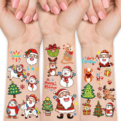 Tatuajes Yazhiji Papá Noel, diseño festivo para fiestas infantiles.