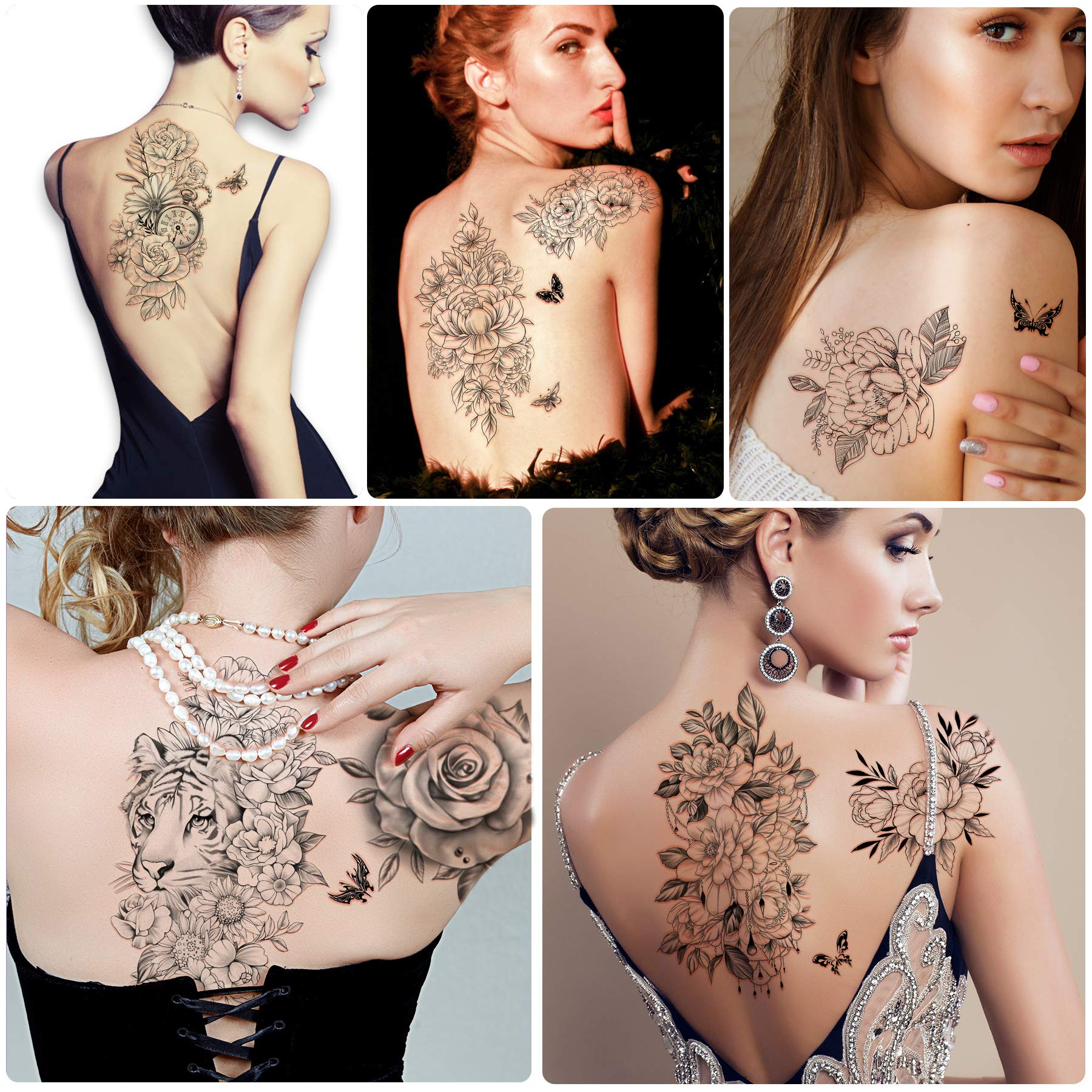 Tatuaje temporal de flores para pies, cómodo y de larga duración.