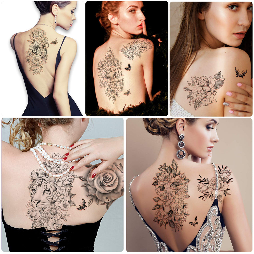 Tatuaje temporal de flores para pies, cómodo y de larga duración.