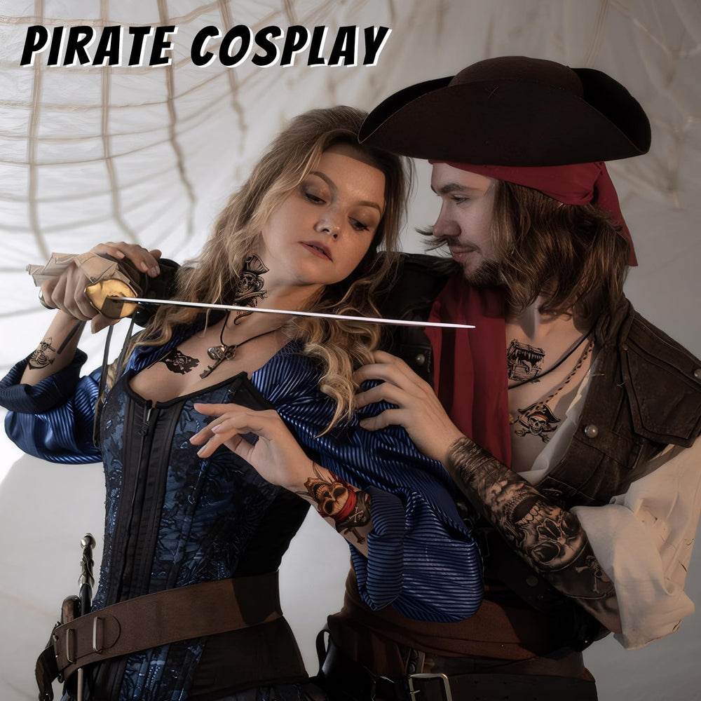 Tatuaje temporal Yazhiji Bandera pirata, perfecto para cosplay y celebraciones temáticas.