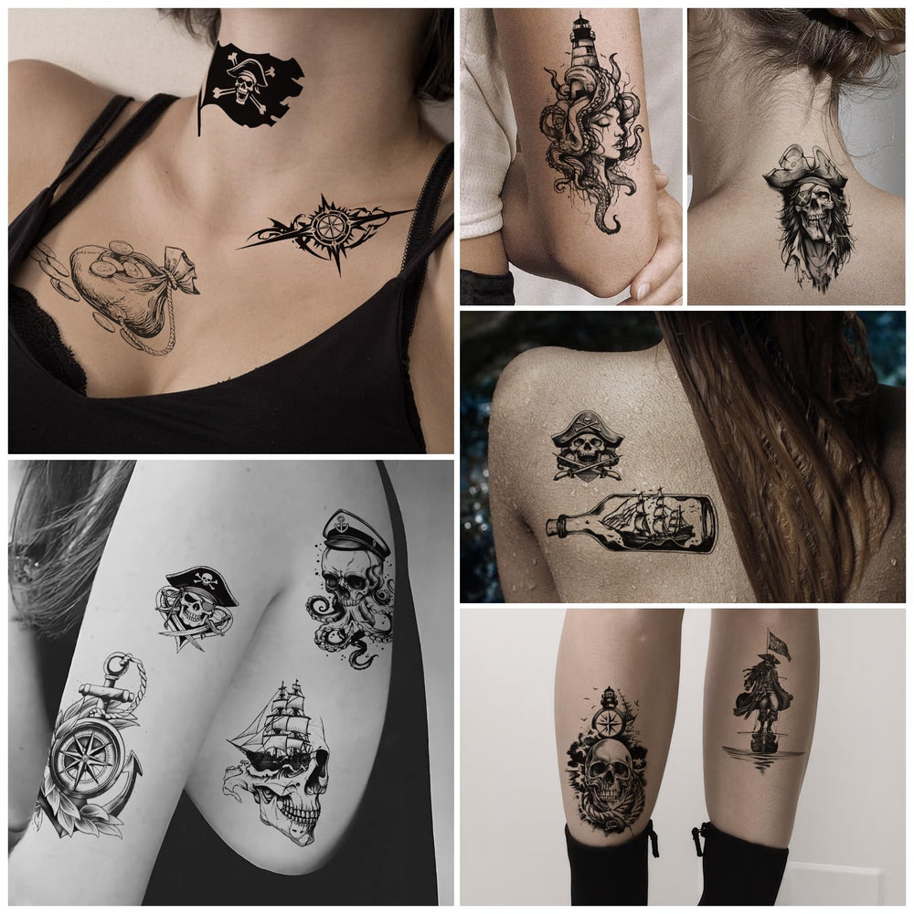 Tatuaje temporal Yazhiji Pirata para cosplay, divertido y fácil de aplicar.