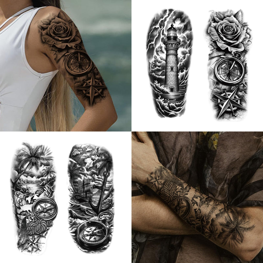 Tatuaje temporal Yazhiji Cráneo con huesos cruzados, añade actitud sin comprometer la piel.