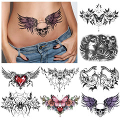 Tatuajes Yazhiji rosas para abdomen, cubre cicatrices con estilo