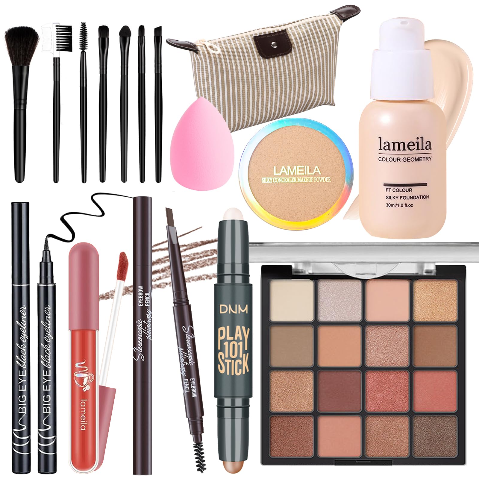 YBUETE eyeshadow palette with 16 colors for versatile daytime to evening looks.