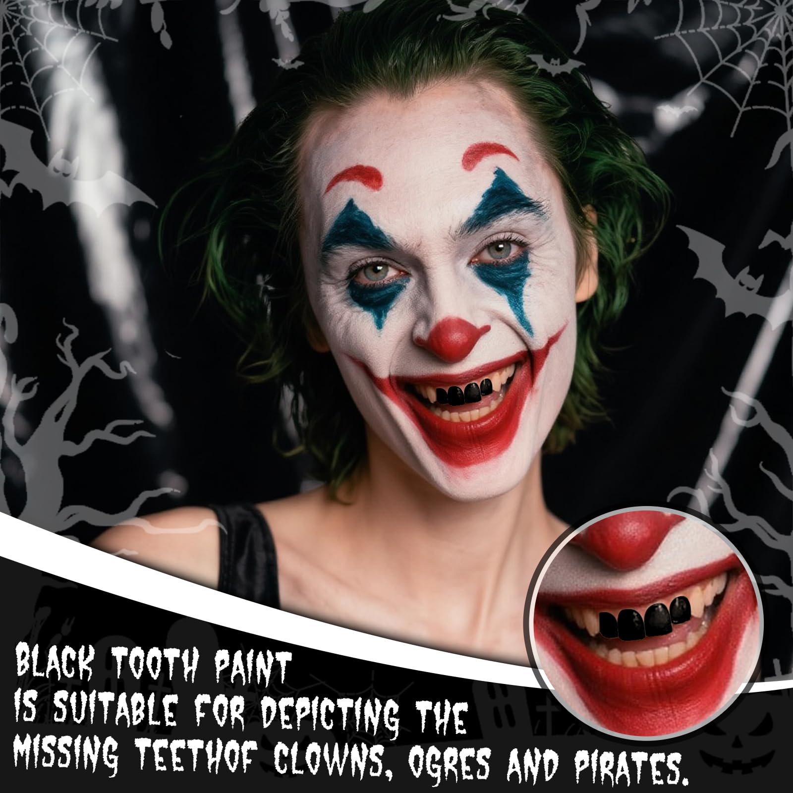 ybuete pintura-dientes-blanca vampiro, aspecto blanco realista para disfraces