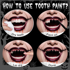 ybuete pintura-dientes-tono-nicotina, retrato de boca desgastada para disfraces