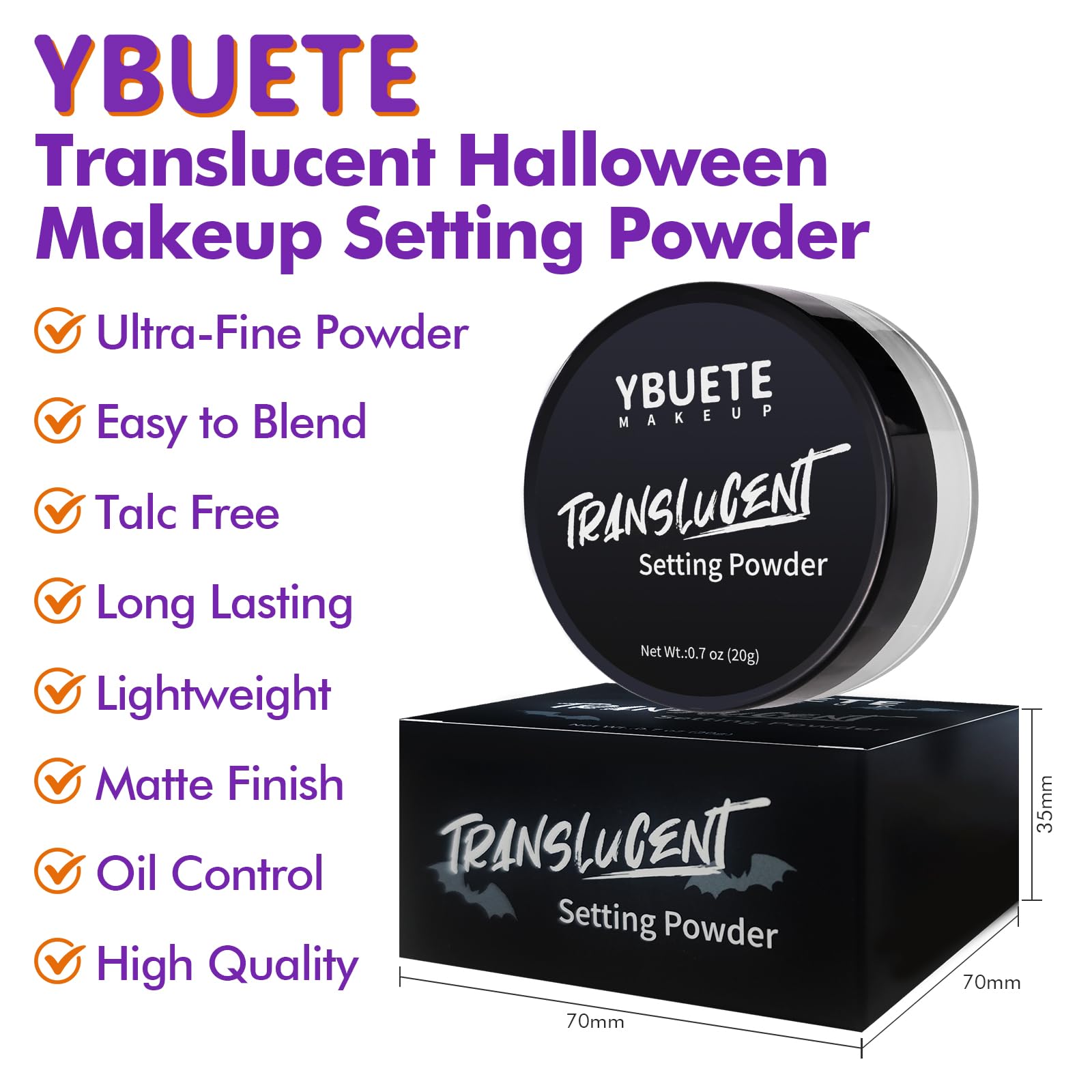 YBUETE polvo translúcido fijador para labios y ojos, acabado mate.