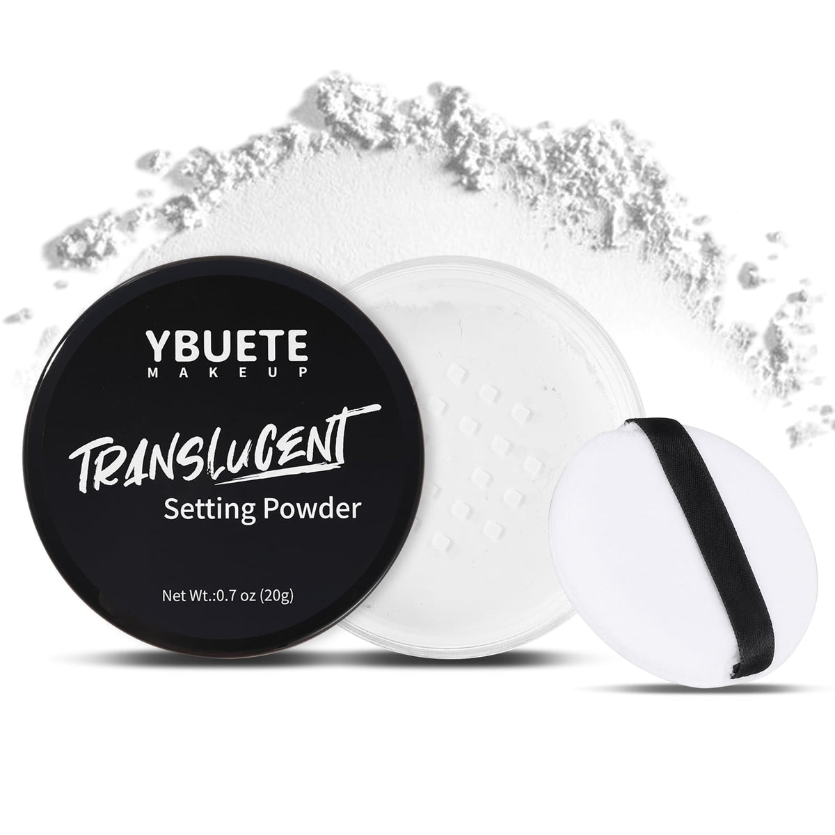YBUETE polvo translúcido rostro, aplicación suave para acabado ligero y natural.