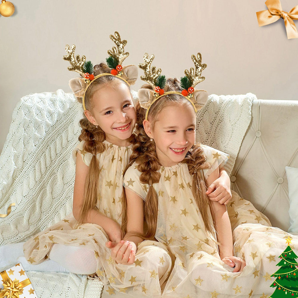 Diadema navideña con setas y brillos para sesiones de fotos.