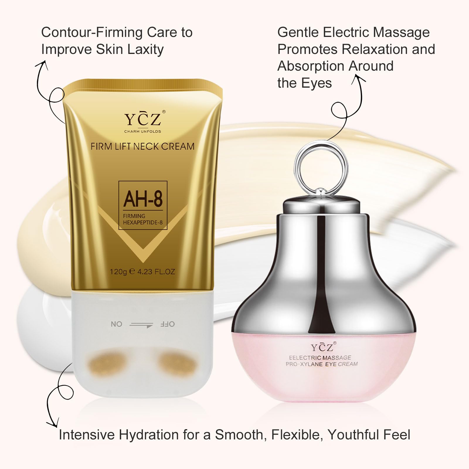 Ycz Neck-Eye Care Set – application ciblée pour le contour des yeux.