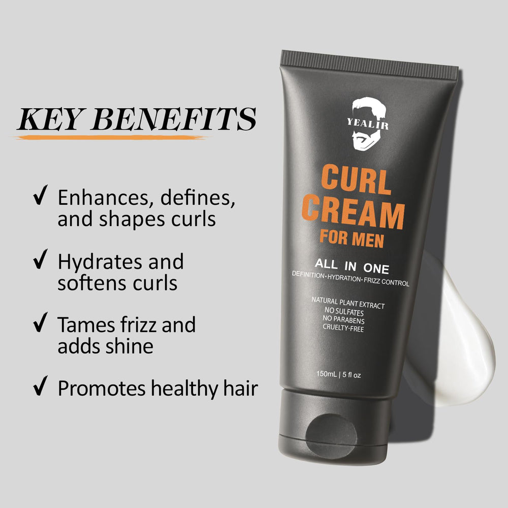 YEALIR crema para rizos hombre: hidratación ligera sin sensación grasa.