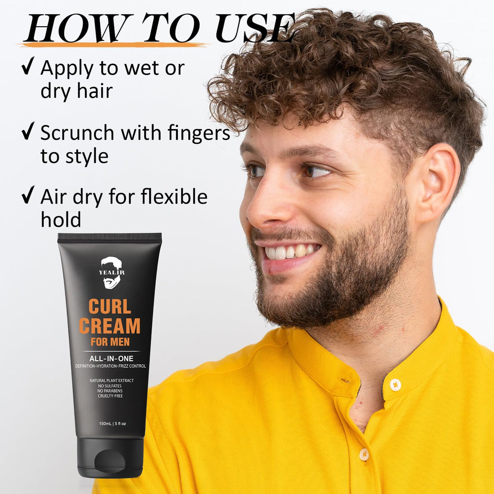 YEALIR crema rizos hombre: definición duradera sin apelmazar.