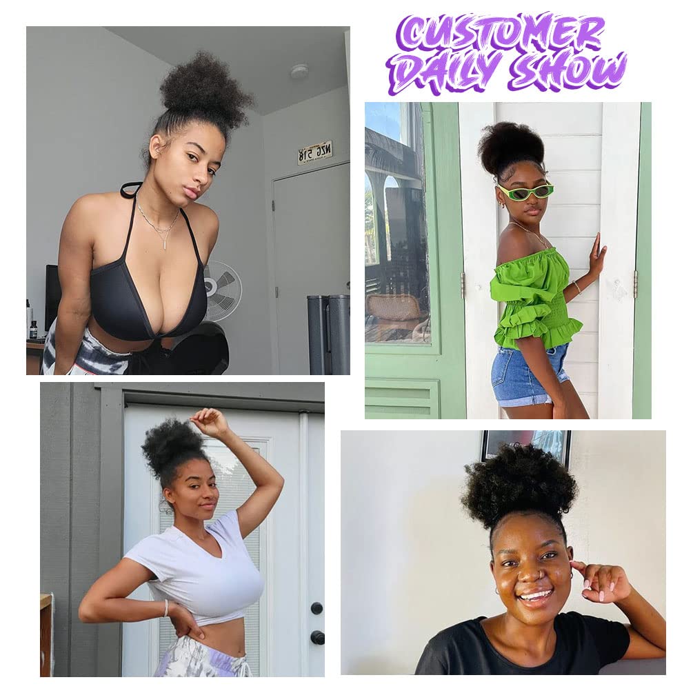 YEAME Afro Puff: color negro natural 1B perfecto para estilos versátiles.