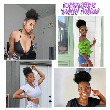 YEAME Afro Puff: color negro natural 1B perfecto para estilos versátiles.