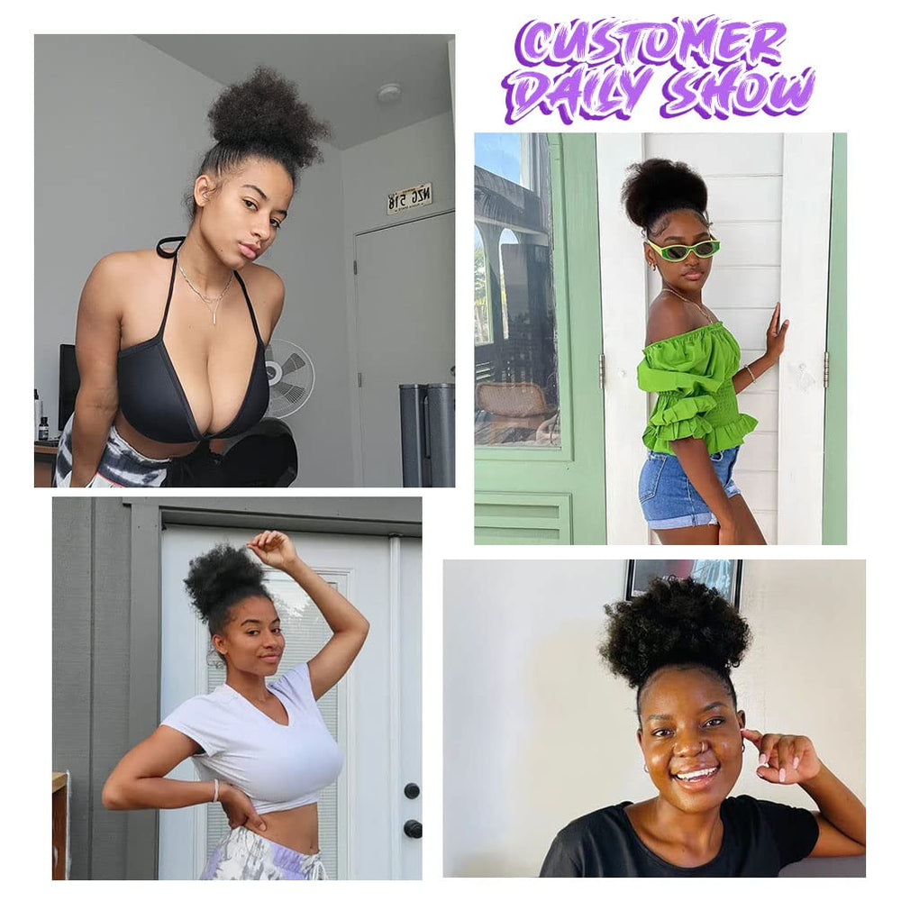 YEAME Afro Puff: color negro natural 1B perfecto para estilos versátiles.