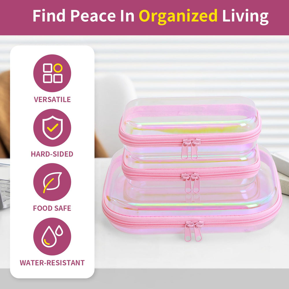 YEANIEGUOGI estuche pequeño transparente con cremallera Rosa Láser perfecto para bolsos de bebé