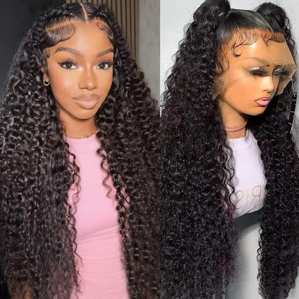 YEAONWHV peluca frontal de encaje con línea de cabello natural para look diario
