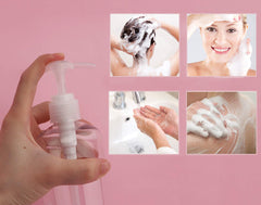 Frasco recargable Yebeauty con bomba de 296 ml, diseño ergonómico.