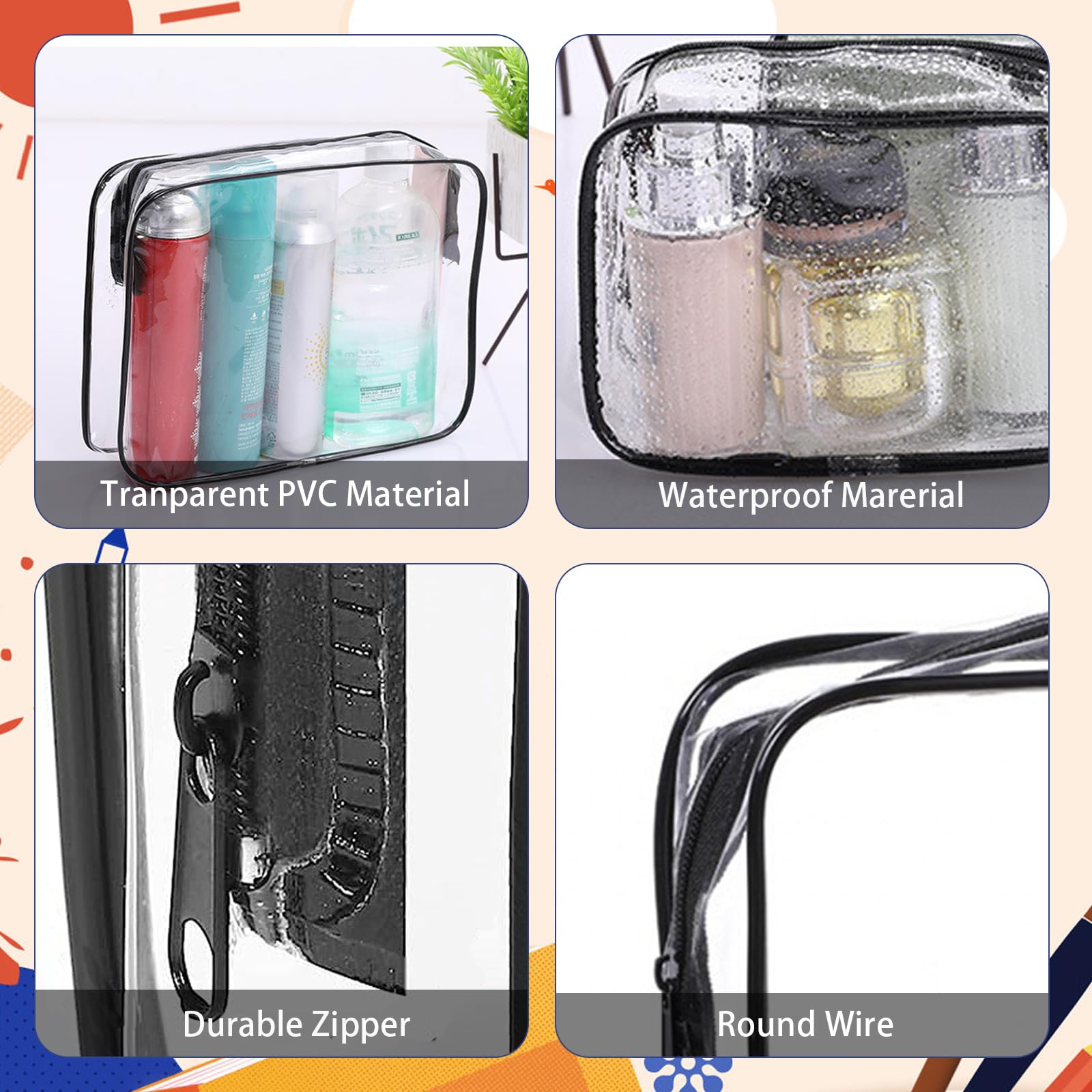 Bolsas cosméticos transparentes YedsIntu, material duradero y resistente