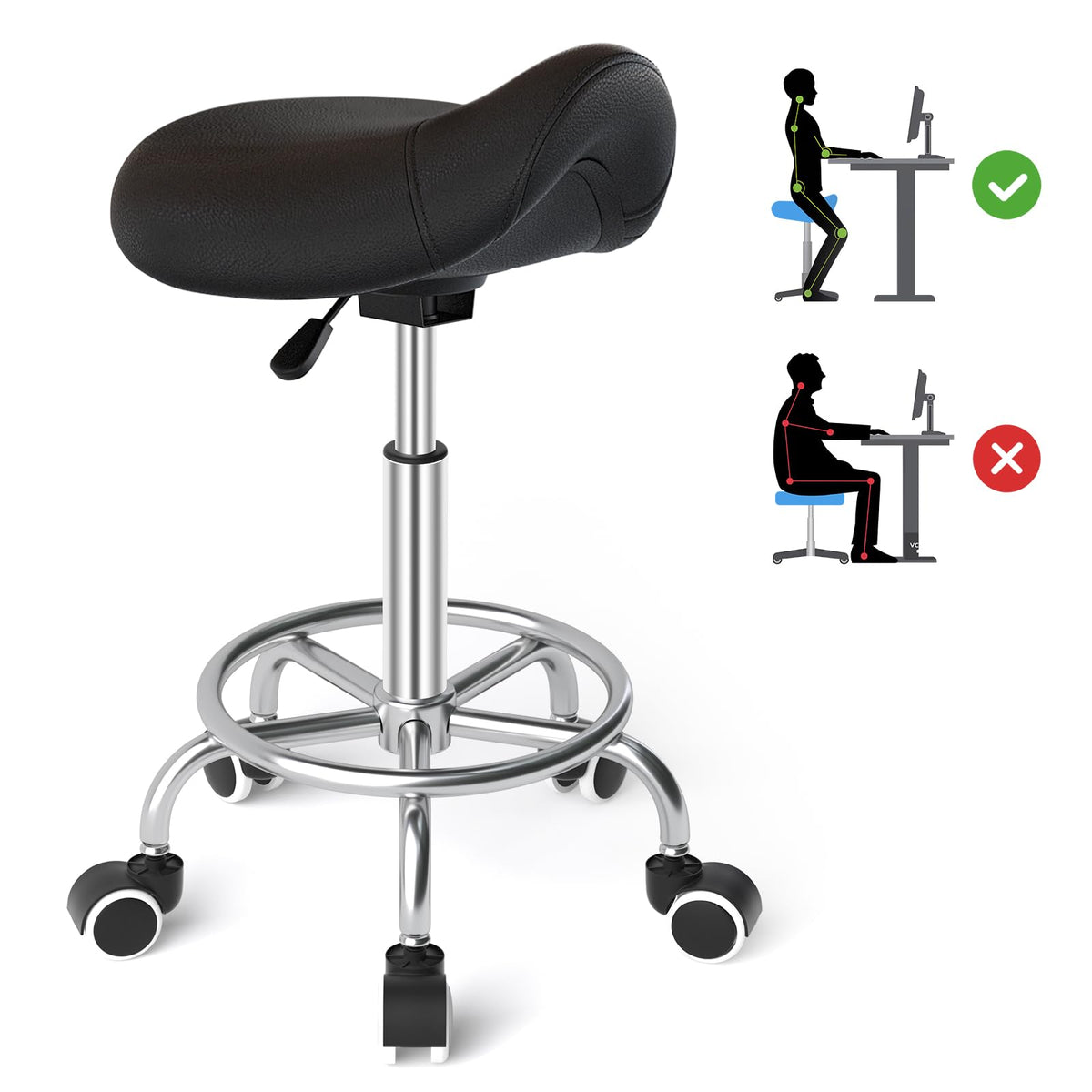 YEEZEE taburete ergonómico con asiento ancho ofrece mayor comodidad en largas jornadas.