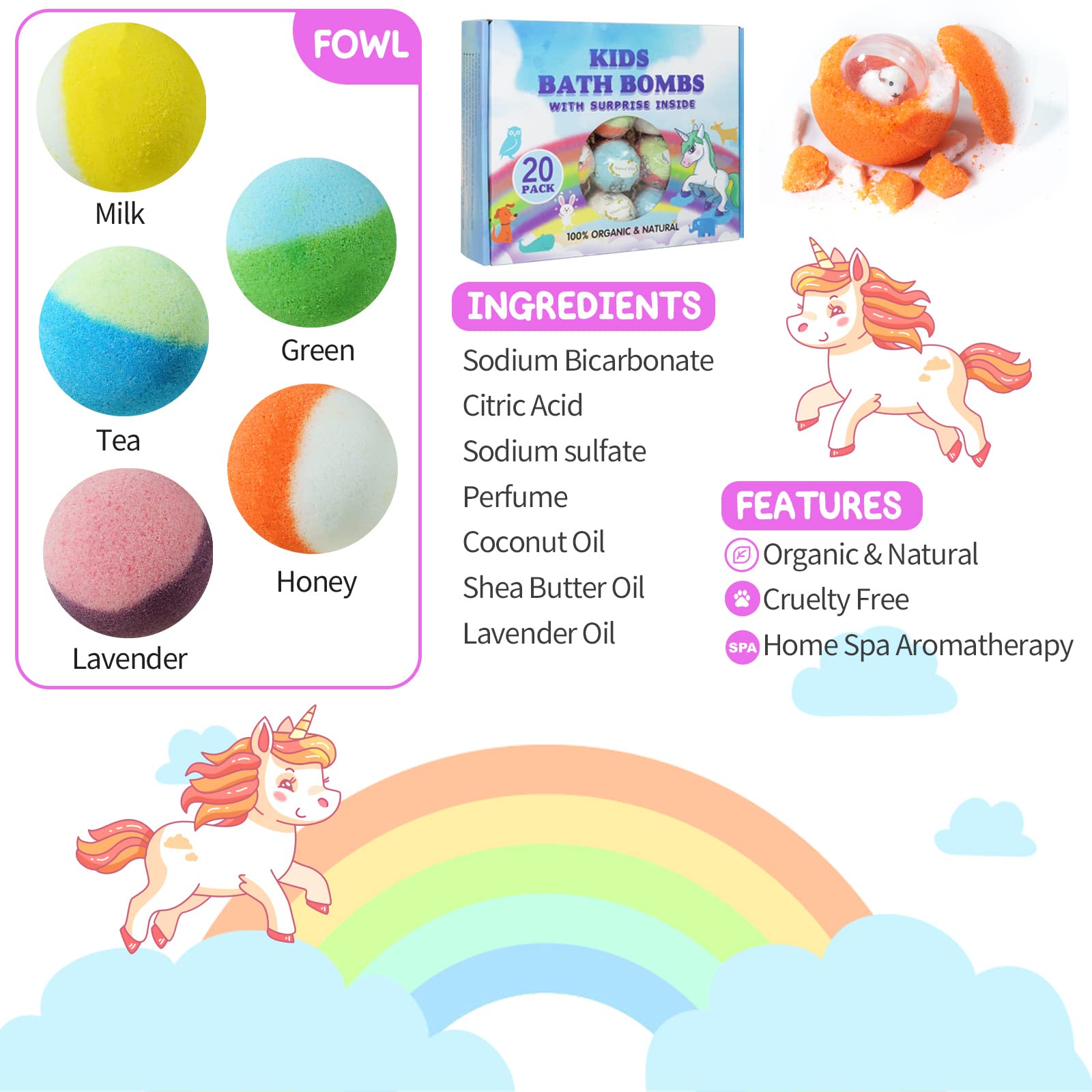 Sorpresa de animales en cada bomba para juego imaginativo durante el baño.