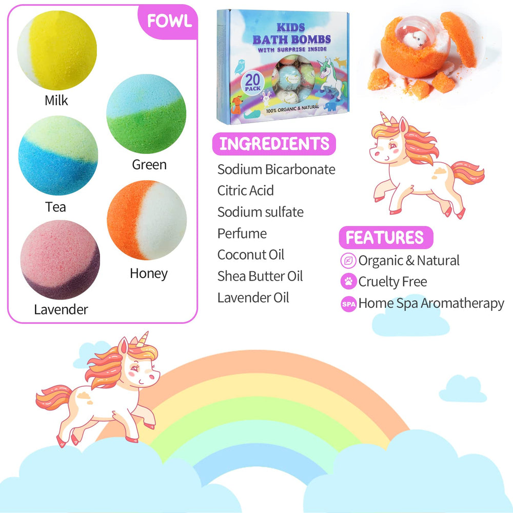 Sorpresa de animales en cada bomba para juego imaginativo durante el baño.