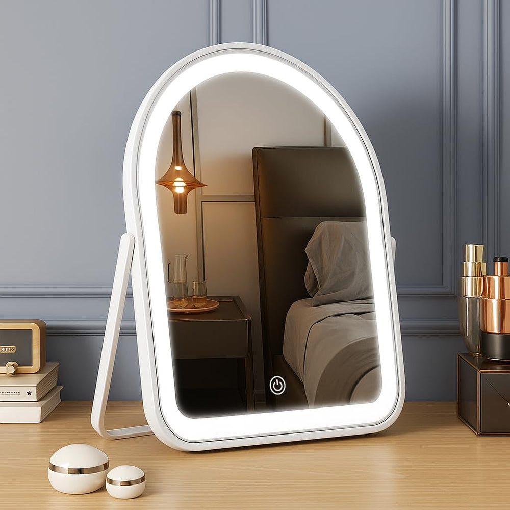 YEKKOPT Espejo de maquillaje con luz, vista completa para aplicación precisa.