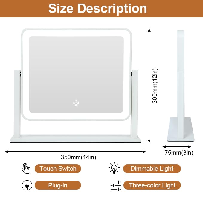 YEKKOPT Miroir bureau maquillage rotation 360° pour angles faciles