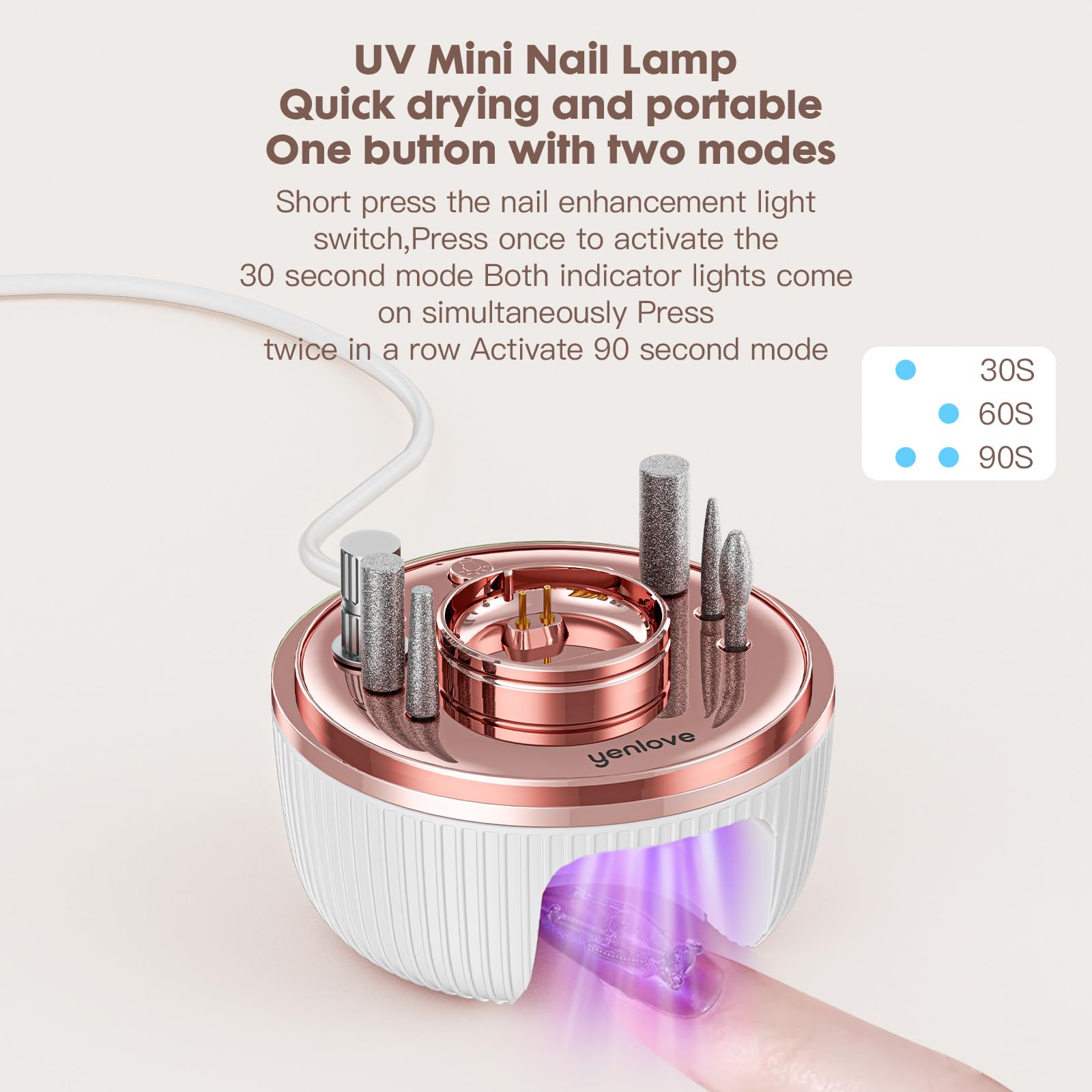 Lámpara UV YenLove para curar gel de uñas rápida y uniforme.