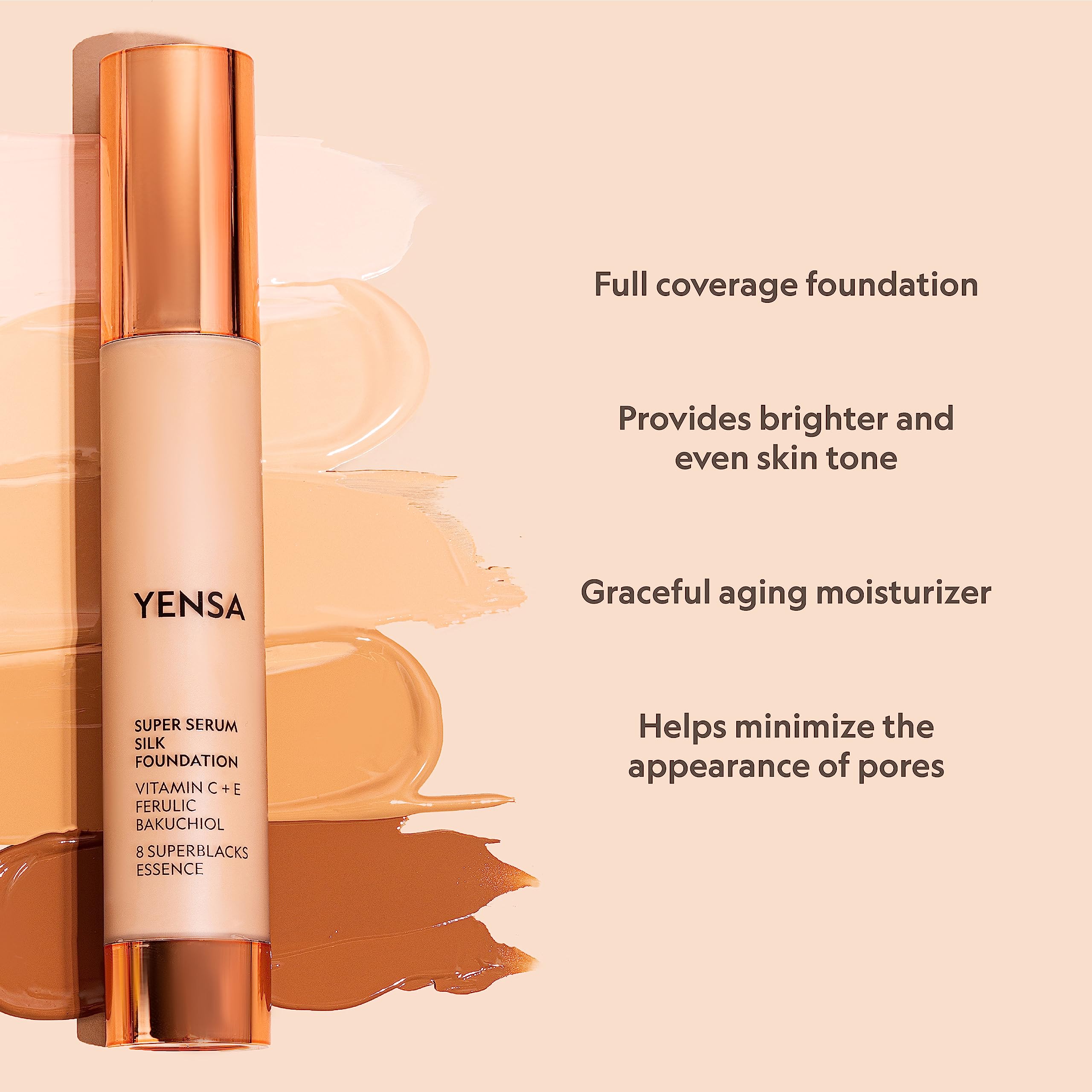 YENSA Serum Foundation se aplica con herramienta para difuminado uniforme.