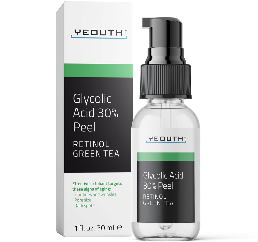 yeouth exfoliante acido glicolico en botella para un cuidado facial suave