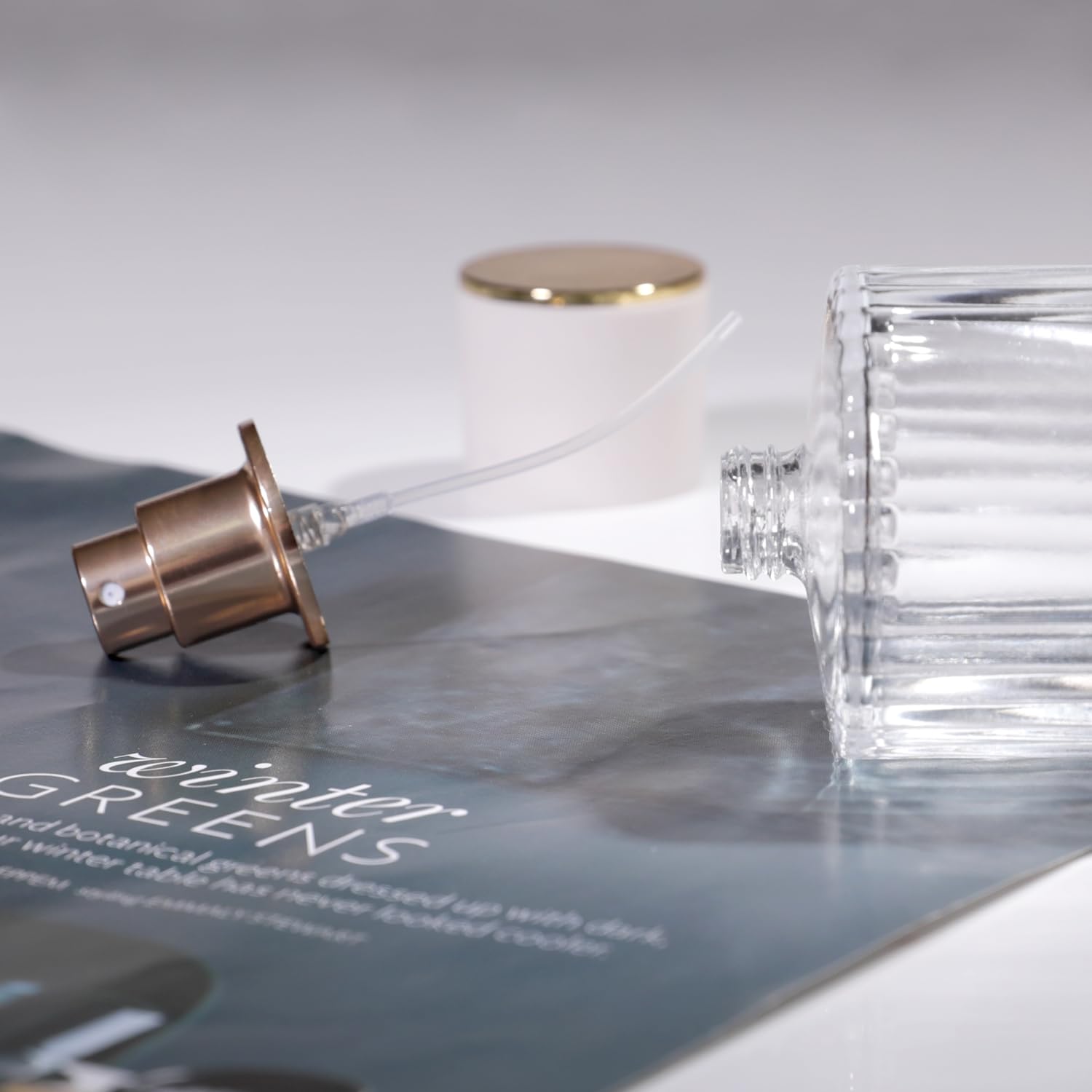 Yerpkefey frasco vidrio escarchado 100ml, diseño elegante para casa.