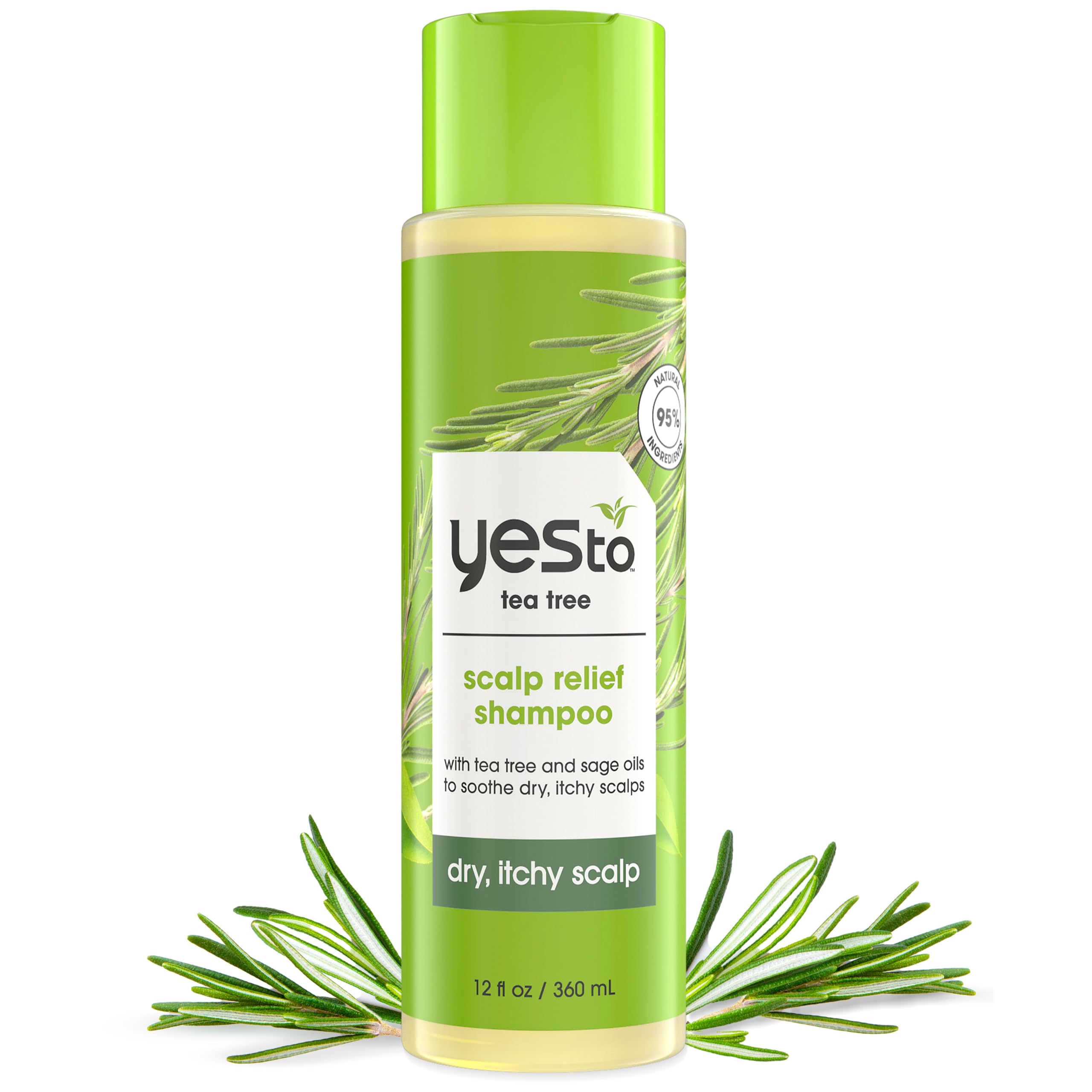 Yes To Shampoo de árbol de té vertiendo la botella para uso diario