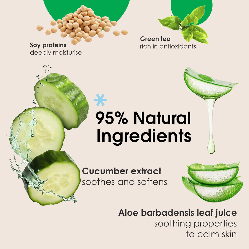 Yes To Cucumbers, aplicación suave en piel mojada para limpieza diaria.