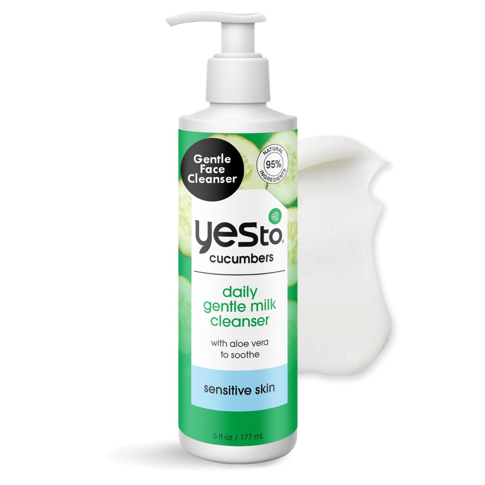 Yes To Cucumbers Daily Gentle Milk Cleanser, botella suave para limpieza sin resecar la piel.