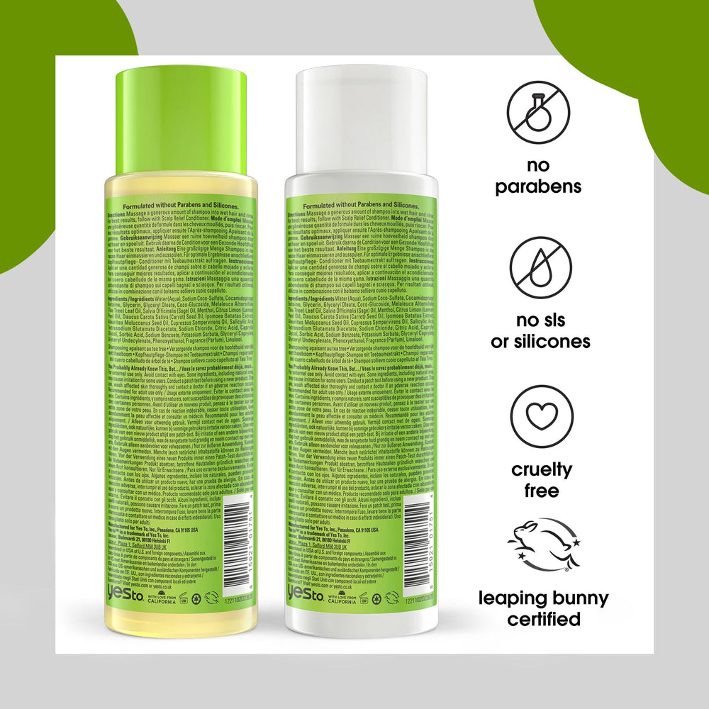 Yes To aceite de árbol de té y salvia para calmar el cuero cabelludo