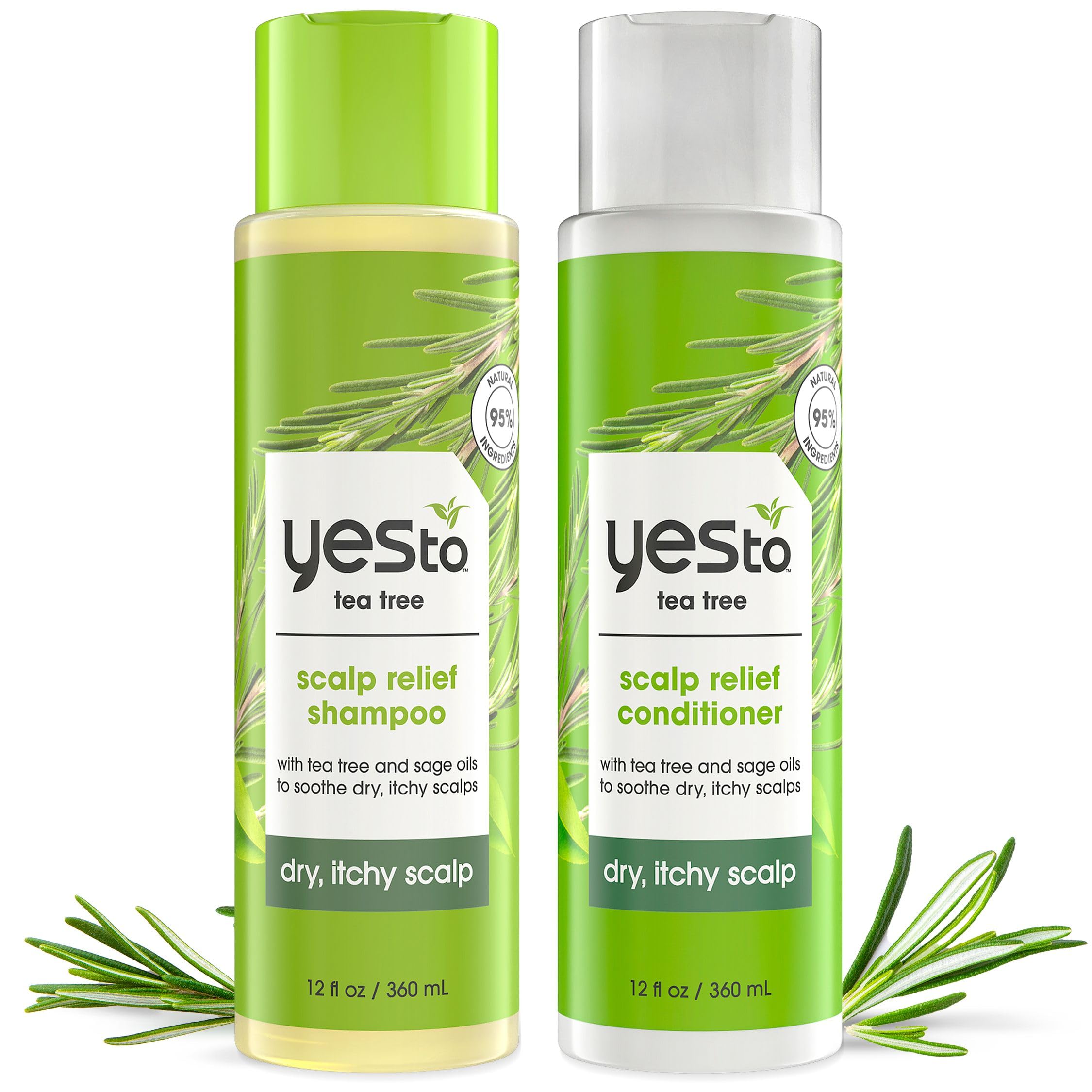 Yes To champú botella con árbol de té y salvia para cuero cabelludo seco