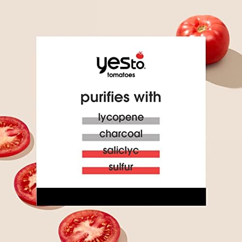 Yes To Tomatoes, ingredientes tomate y carbón visibles para limpieza profunda y equilibrante.