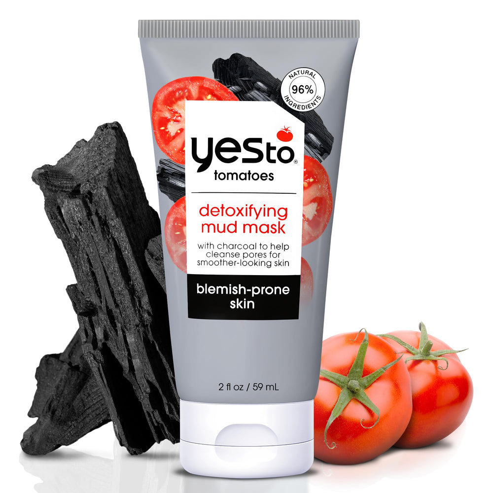 Yes To Tomatoes mascarilla arcilla con carbón para piel propensa al acné, limpia poros profundamente.