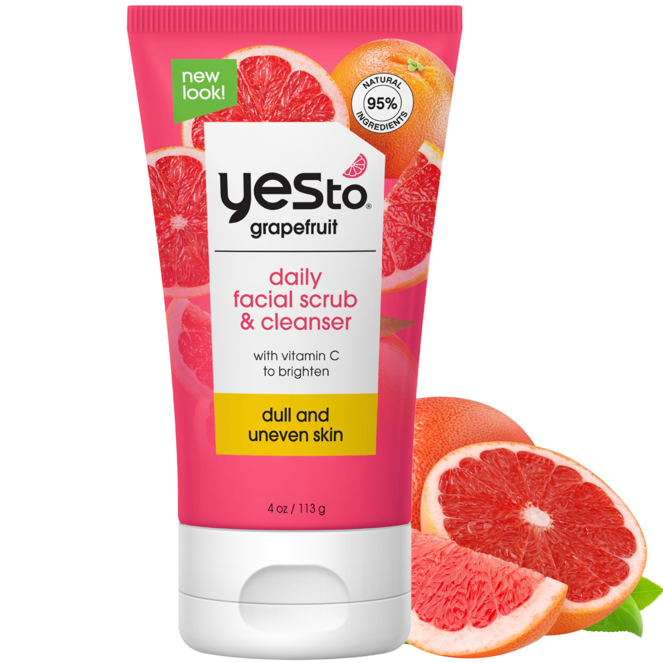 Yes To Toronja frasco exfoliante, limpieza suave y renovación de la piel.