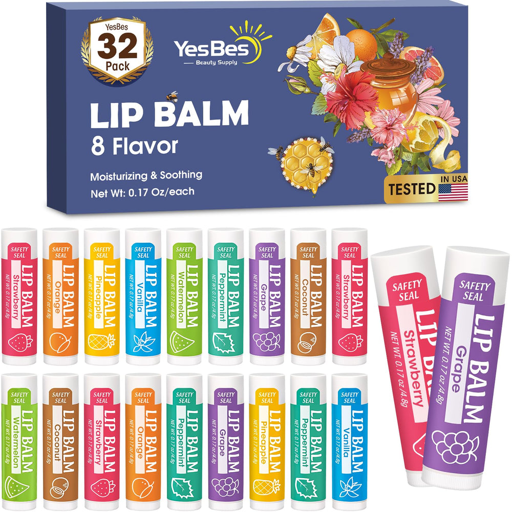 YesBes bálsamo labial 8 sabores para hidratación diaria.