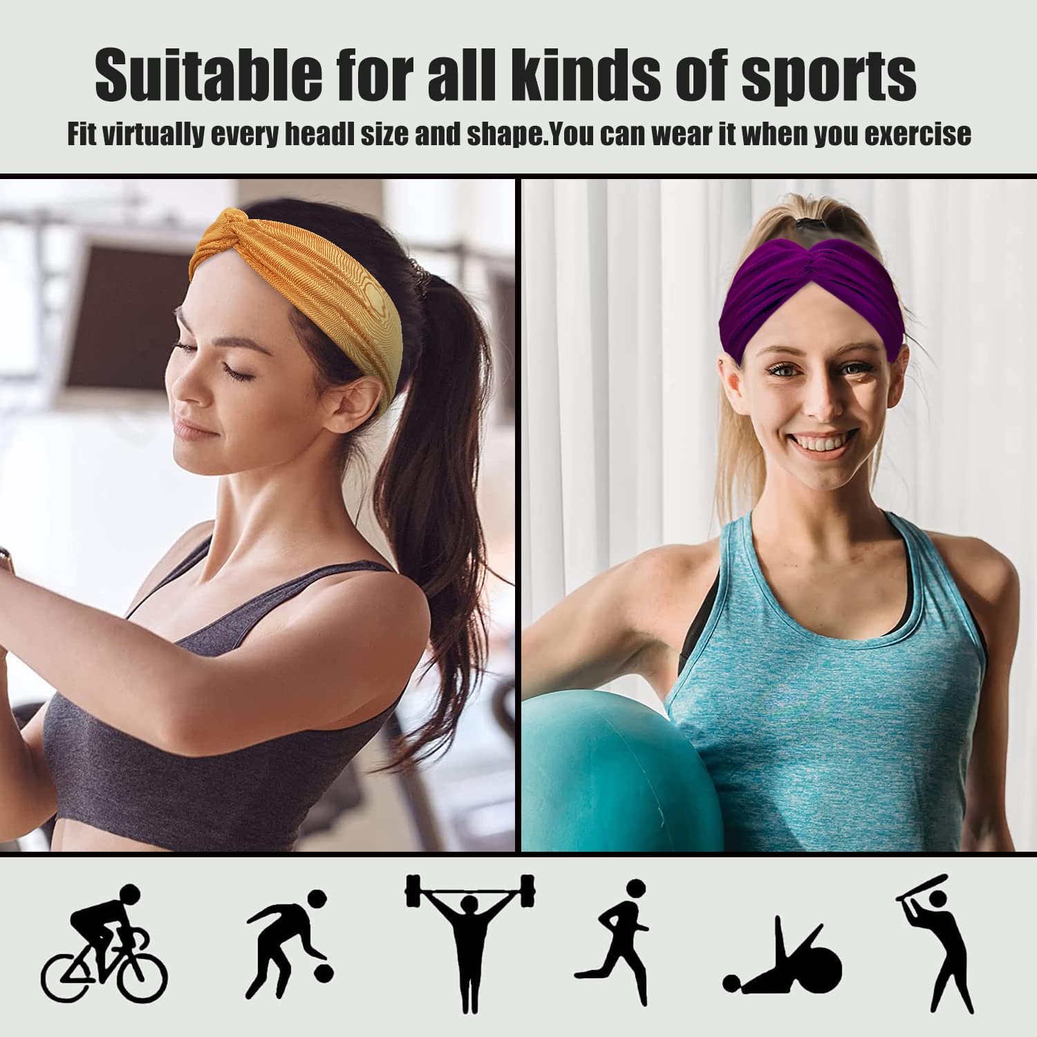 Bandas Yeshan elásticas para cabello, ideales para ejercicios y jornadas deportivas.