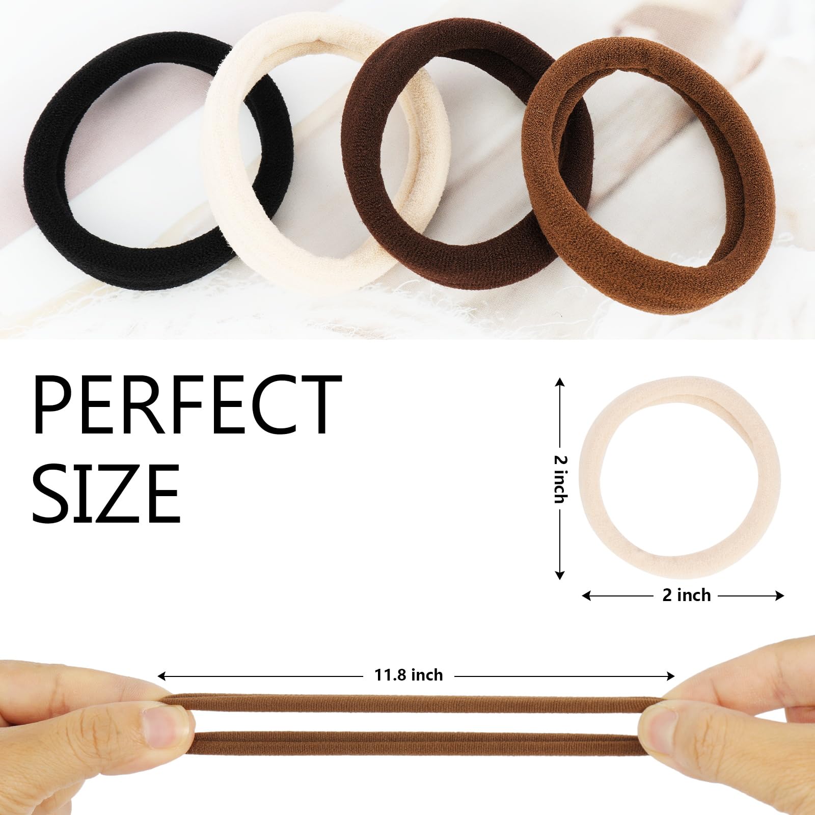YESIACE gomas para cabello, tamaño 2 pulgadas, sujeción suave y segura.