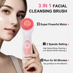 Cepillo facial Yevsinbay con rotación 360° para limpieza profunda de poros.