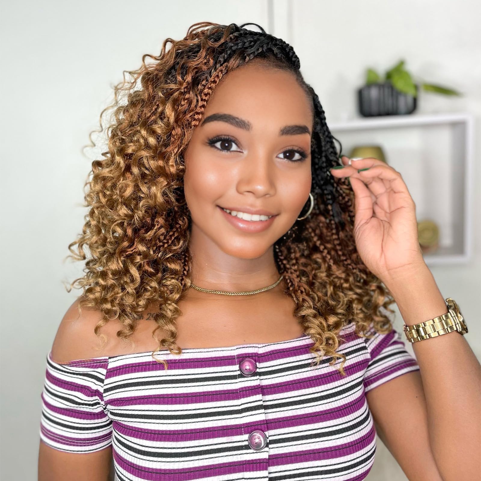 YEWELL Diosa BoxCrochet 10'', trenzas ligeras para peinados diarios